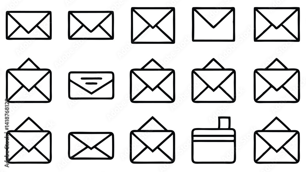Collection of Simple Black Envelope Icons Collection of Simple Black Envelope Icons