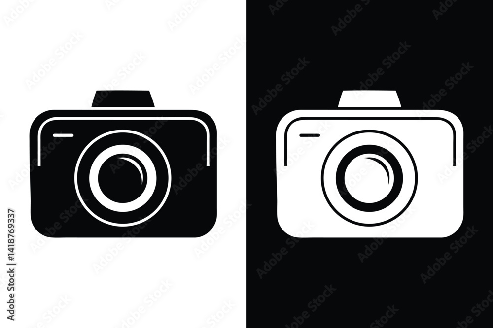 Black and White Camera Icon. Flat Vector Photography Symbol Black and White Camera Icon. Flat Vector Photography Symbol