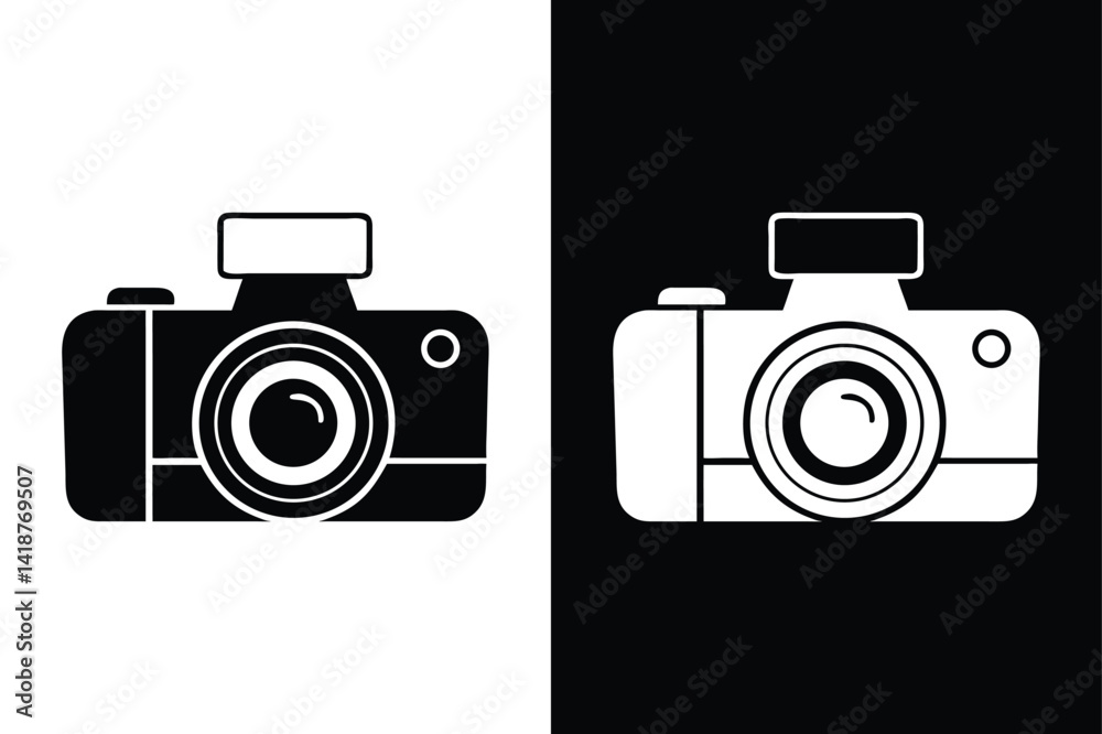 Flat Style Camera Icon. Photography Vector Silhouette Illustration Flat Style Camera Icon. Photography Vector Silhouette Illustration