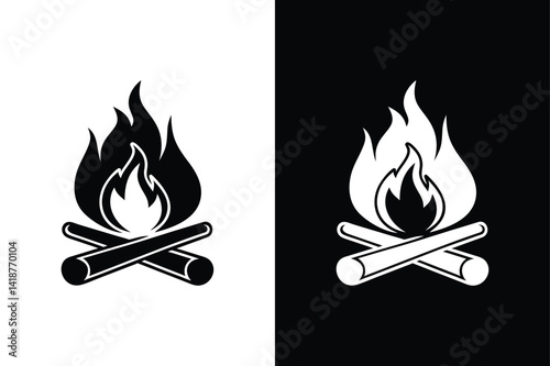 Simple Campfire Symbol. Bonfire Icon Vector with Clean Design Elements