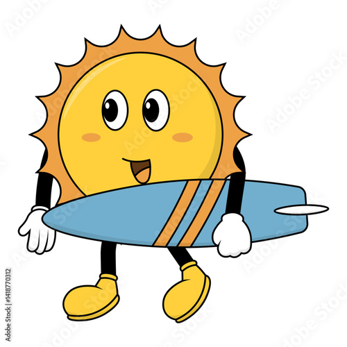 Obraz na płótnie Sun Groovy Cartoon Illustration. Vector Character w salonie