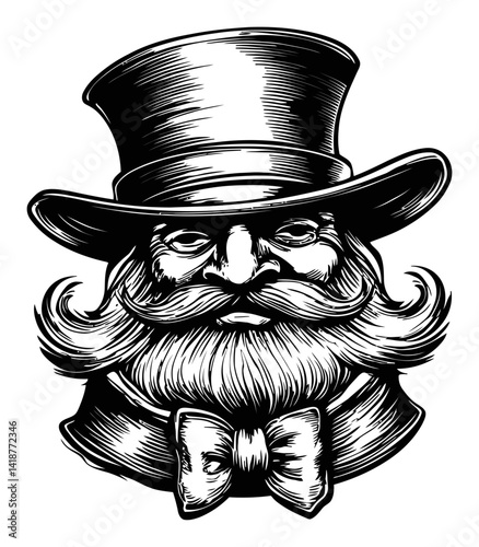 Vintage Illustration of a Distinguished Gentleman with a Top Hat