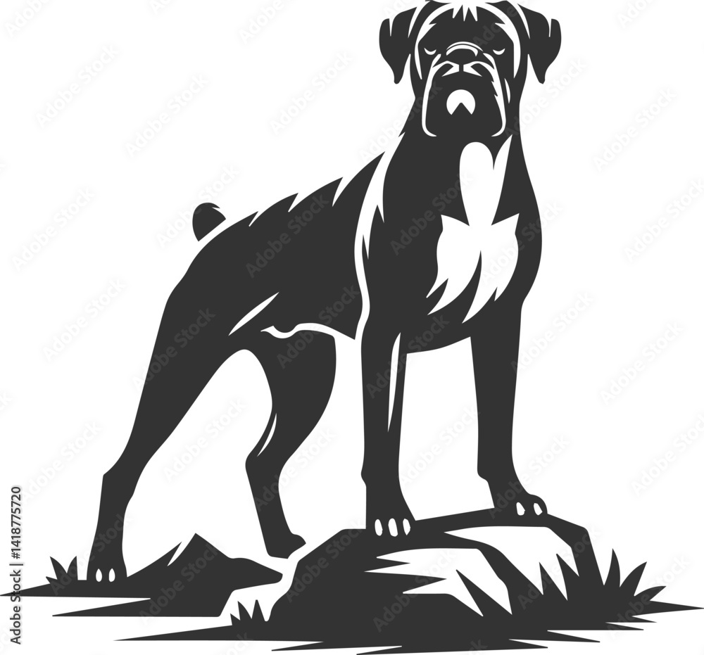 Fototapeta premium Boxer dog silhouette vector