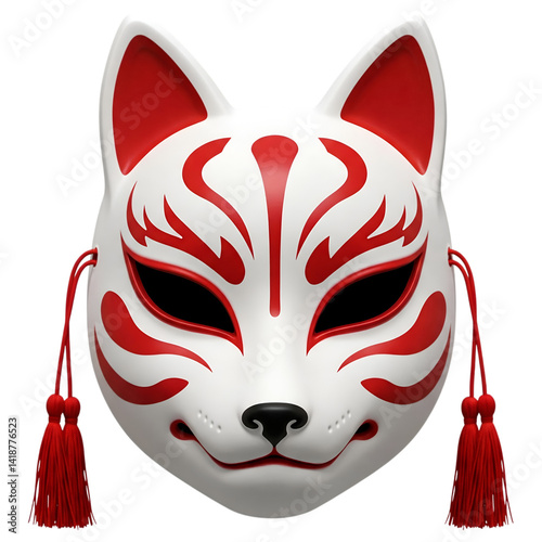 Kitsune mask isolated on white background photo