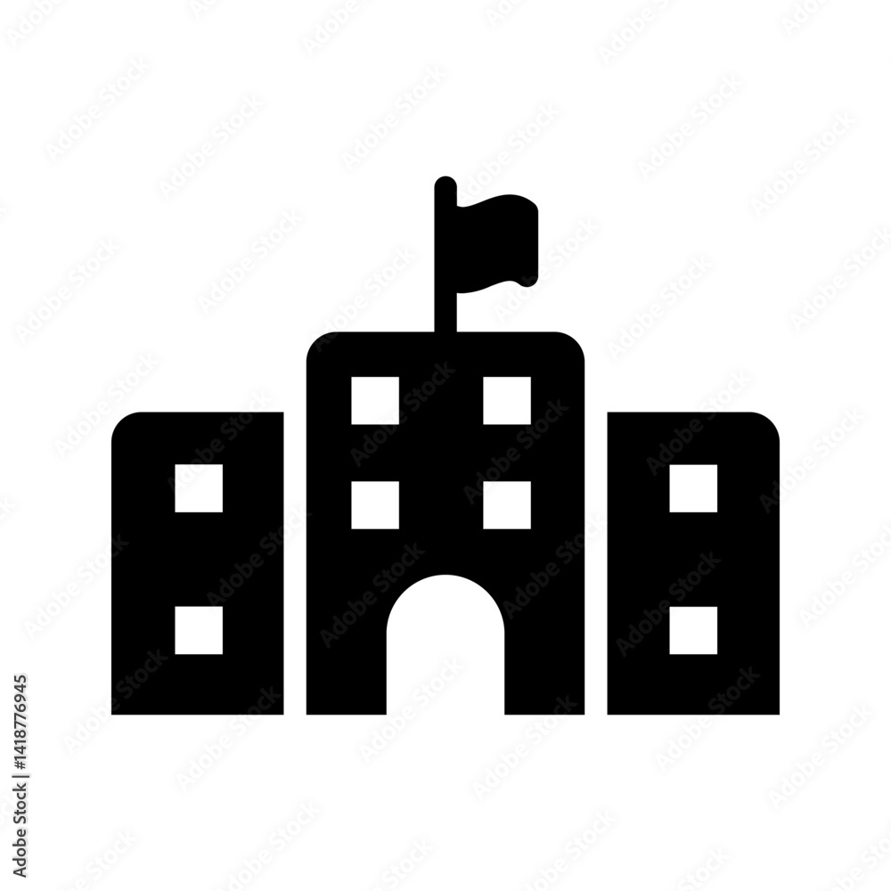 High School Modern Simple icon color editable on white background High School Modern Simple icon color editable on white background