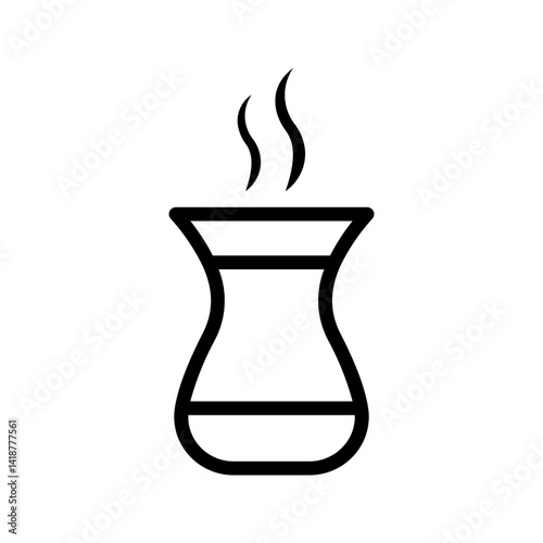 Turkish tea icon color editable on white background