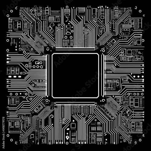 モノクロの半導体のベクターイラスト