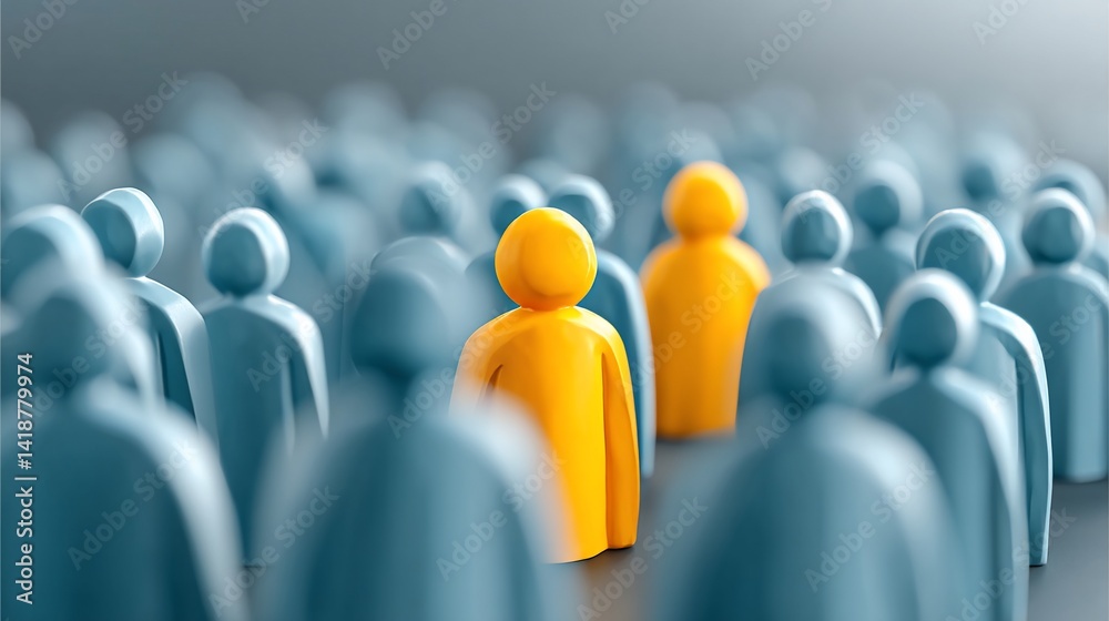 Fototapeta premium A single individual stands out from a crowd