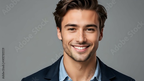 Smiling Man Portrait with Stylish Hair and Business Casual Attire