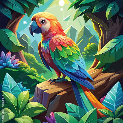 colorful parrot on branch