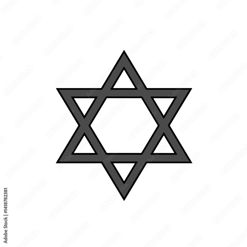 Star of David Symbol in Simple Outline Design  