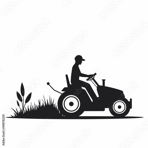 Farmer driving tractor in a rural landscape  