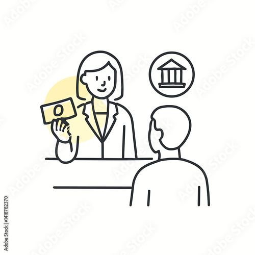 Female banker assisting client with cash transaction in modern setting  