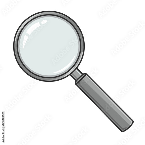 Magnifying glass illustration in a simple style on white background  