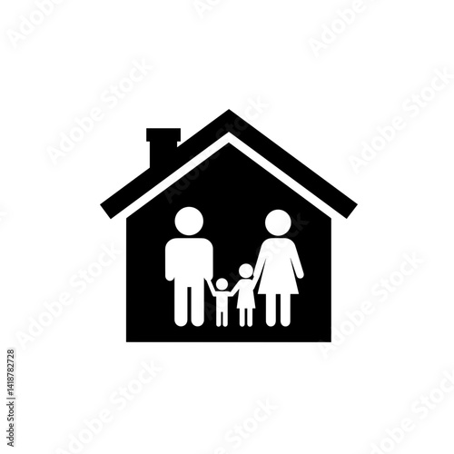 Family Icon Inside House Symbolizing Togetherness  
