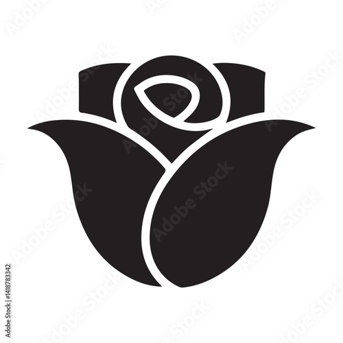 Fotografia Minimalist Vector Black silhouettes Flower Logo Design, Floral Emblem, Simple Line Art