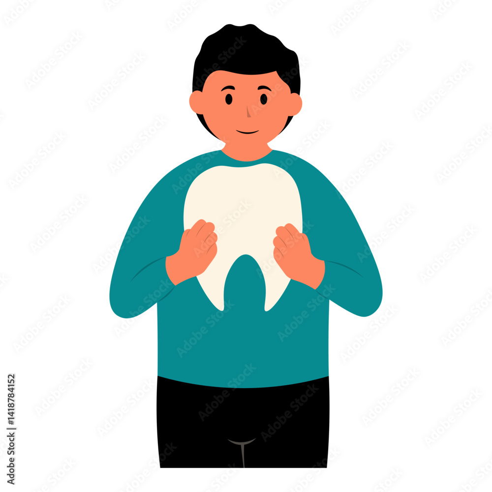 Dental Care Character in Flat Design. Vector Illustration.