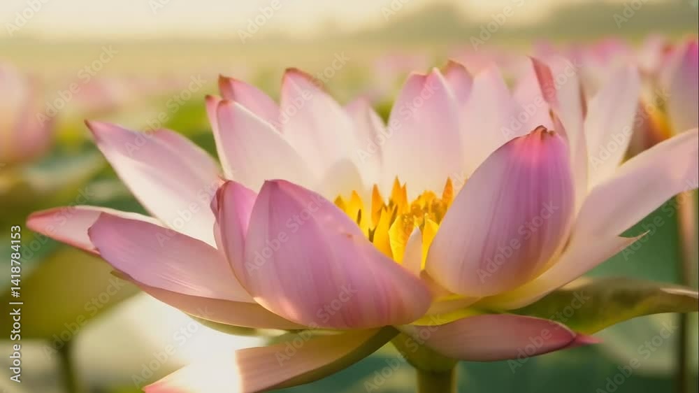 Beautiful Water Lily Blooms in Serene Nature Setting at Sunrise Beautiful Water Lily Blooms in Serene Nature Setting at Sunrise