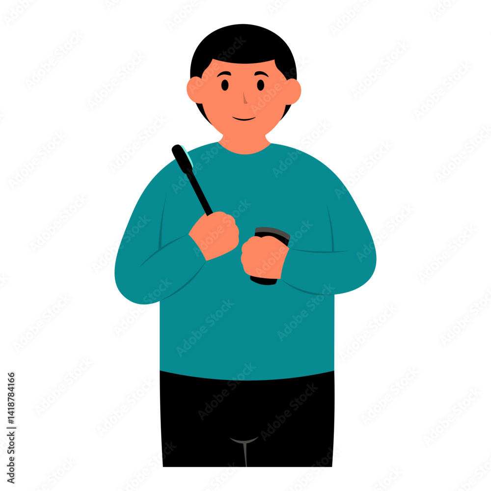 Dental Care Character in Flat Design. Vector Illustration.