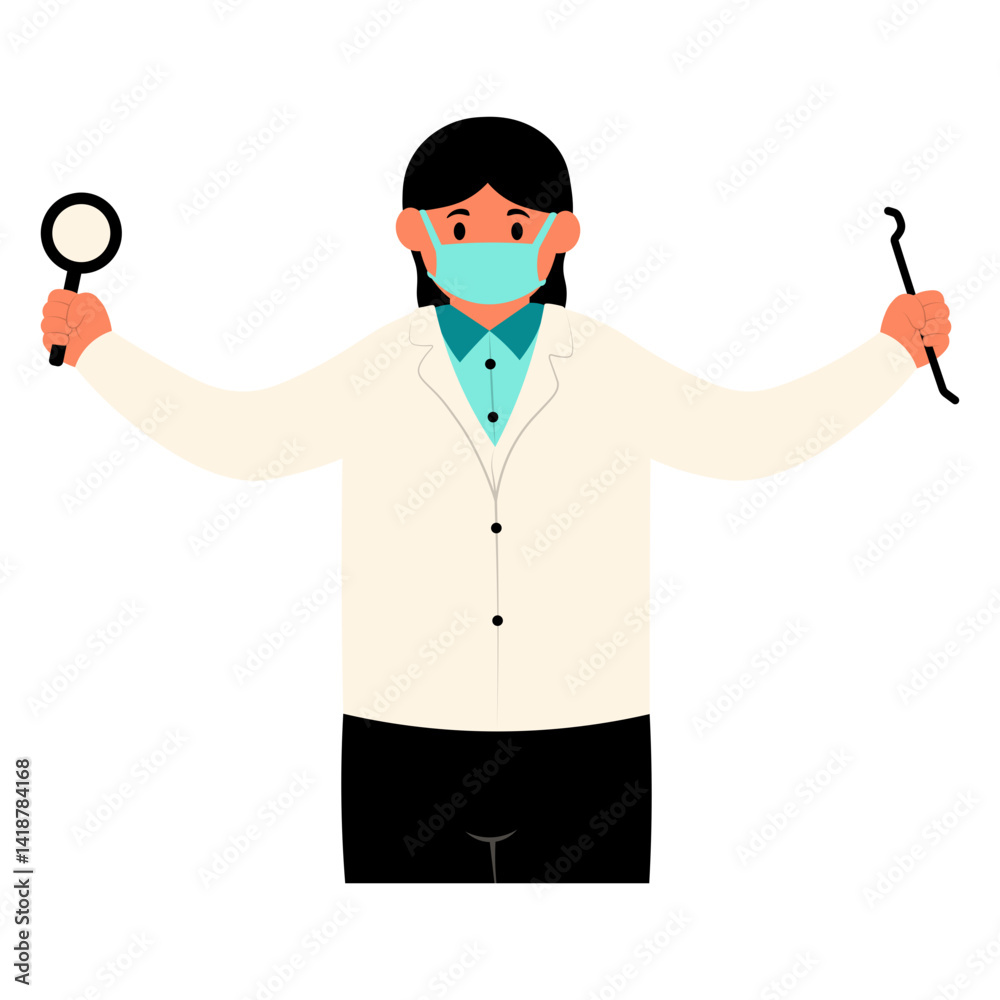Dental Care Character in Flat Design. Vector Illustration.