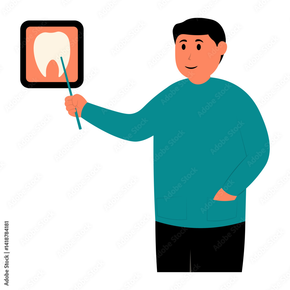 Dental Care Character in Flat Design. Vector Illustration.
