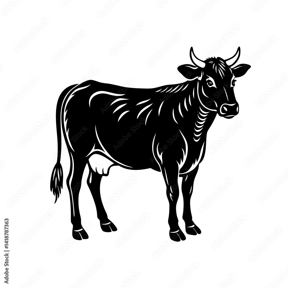 Fototapeta premium Silhouette Illustration Of Cow