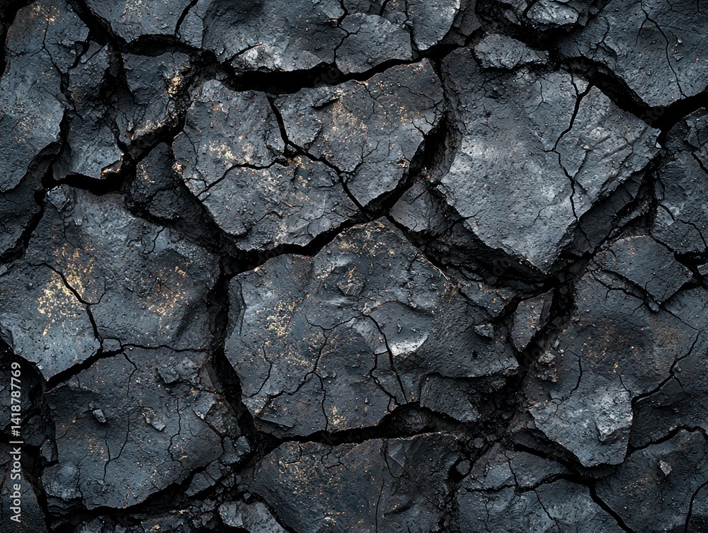 Fototapeta premium Cracked, Dark, Dry Earth Texture