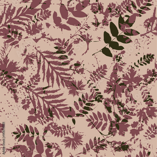  Seamless floral pattern, classic flower ornament, abstract ditsy print in vintage motif. Elegant botanical design of beautiful large wild flowers, leaves, small branches, herbs. Vector illustration.
