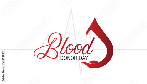 June is World Blood Donor Day. Vector template Design for banner, greeting card, poster, prints, social media post ,flyer , T shirt with background.
