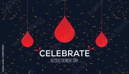 June is World Blood Donor Day. Vector template Design for banner, greeting card, poster, prints, social media post ,flyer , T shirt with background.