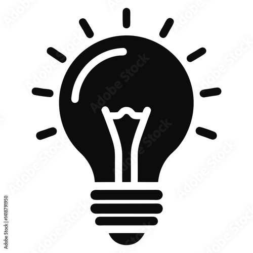 Light Bulb Idea Icon Silhouette Design