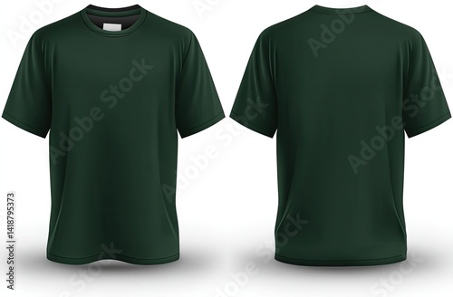 Dark green t-shirt mockup front and back view