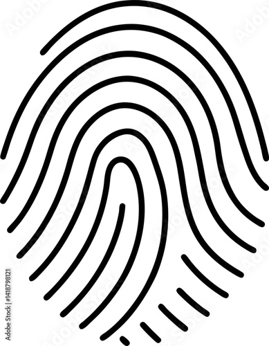 Fingerprint Scan Detail Black Line Art on White Background, Forensic or Identity Icon