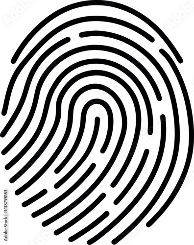 Single Isolated Black Thumbprint Icon on White Background, Forensic Identification