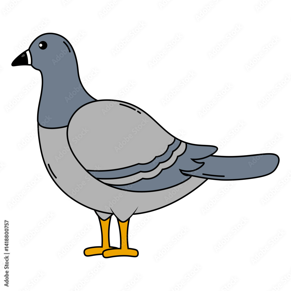 Cute Pigeon Illustration with Cartoon Design. Isolated Vector Character.