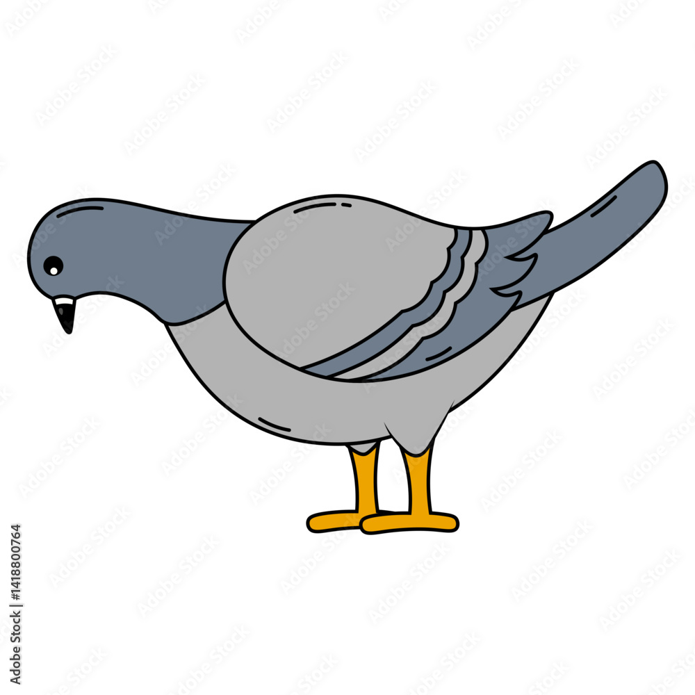 Cute Pigeon Illustration with Cartoon Design. Isolated Vector Character.