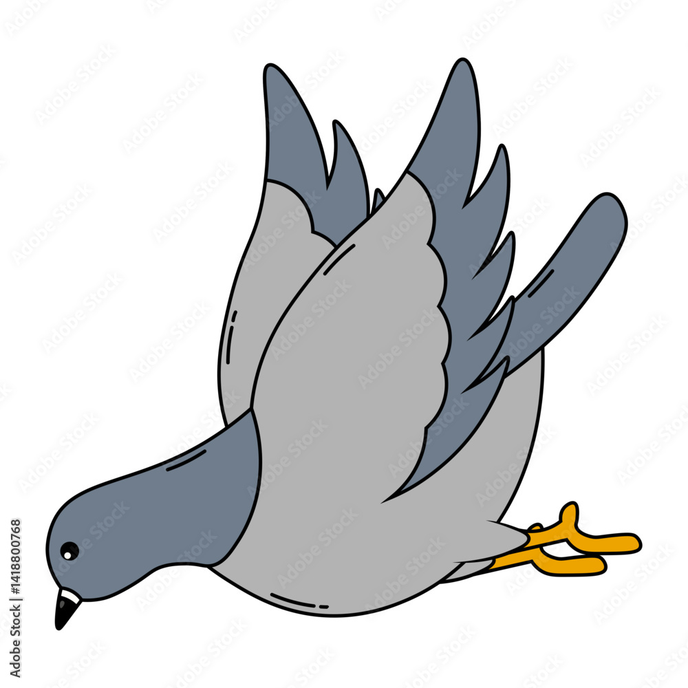 Cute Pigeon Illustration with Cartoon Design. Isolated Vector Character.