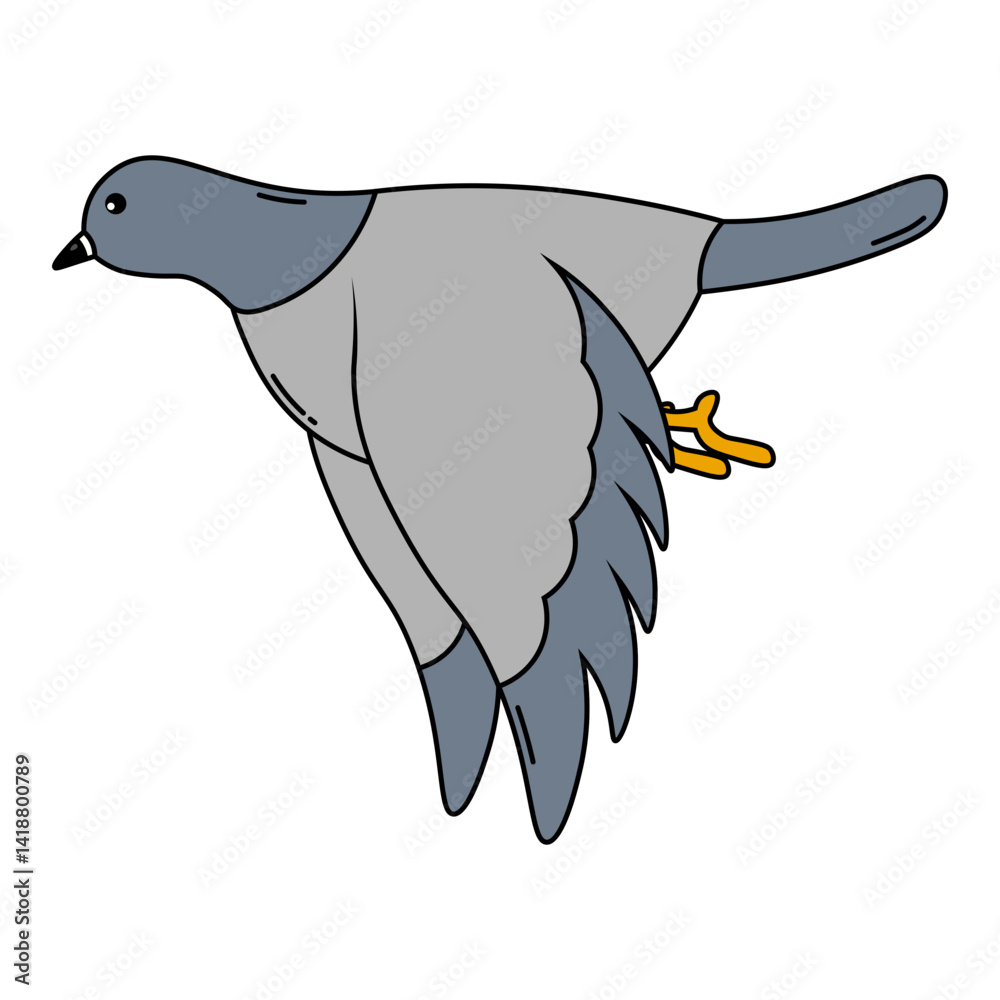 Cute Pigeon Illustration with Cartoon Design. Isolated Vector Character.