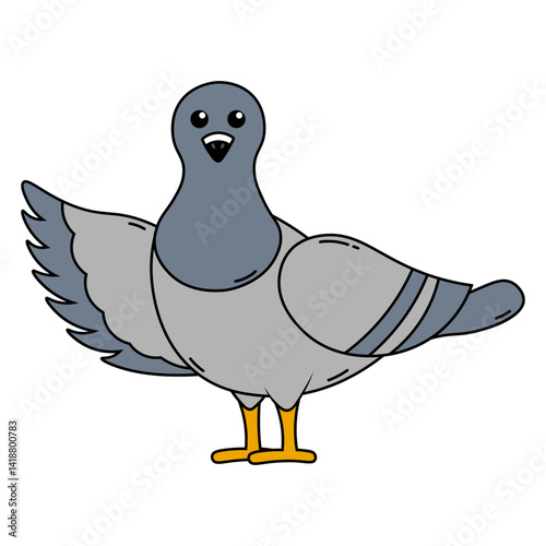 Obraz na płótnie Cute Pigeon Illustration with Cartoon Design. Isolated Vector Character. w salonie
