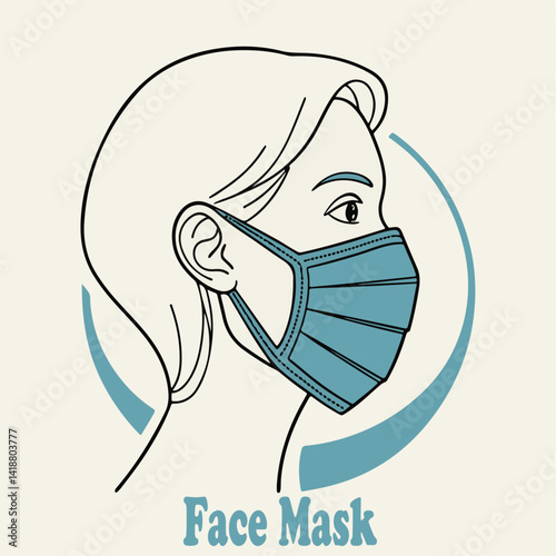 Woman in Face Mask . Female Character Wearing Protective Mask for Health and Safety. Protection Icon for Healthcare.