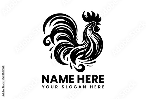 PrintRooster Icon: A bold, monochrome icon showcases the proud form of a rooster, embodying strength and vitality with its elegant lines.