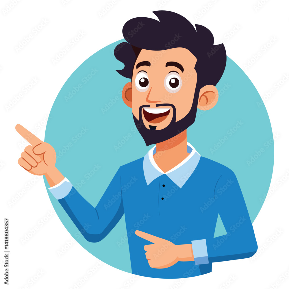 Happy man pointing into a blank copy space spot with two hands Happy man pointing into a blank copy space spot with two hands