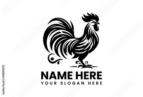 PrintRooster Icon: A bold, monochrome icon showcases the proud form of a rooster, embodying strength and vitality with its elegant lines.