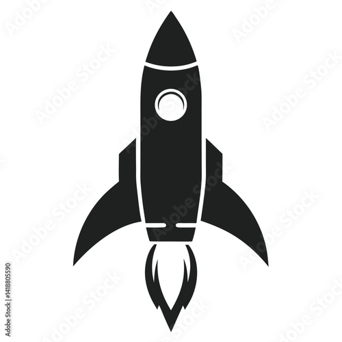 Rocket Launch Space Icon Silhouette