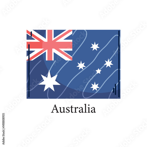 Vector Illustration of the National Flag of Australia, Featuring a Blue Ensign with the Union Jack in the Upper Hoist Quarter, a Large White Seven-Pointed Star  in the Lower Hoist Quarter