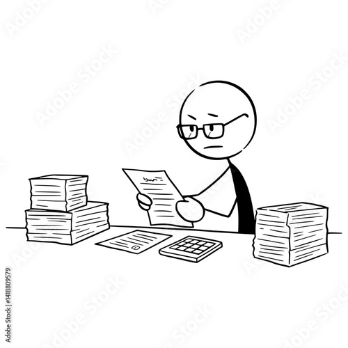 Sticky Man Doing Accounting