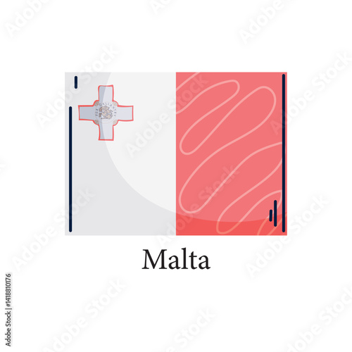 Vector illustration of the national flag of Malta featuring a white and red vertical bicolor design with the George Cross in the top hoist corner