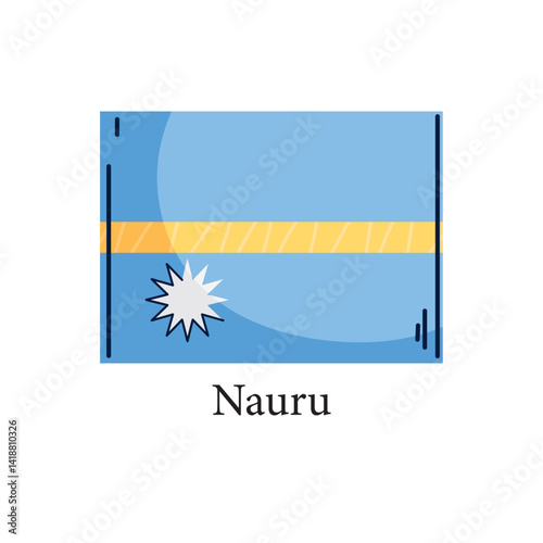 Vector illustration of the national flag of Nauru featuring a blue field with a horizontal yellow stripe and a white twelve-pointed star below the stripe near the hoist side