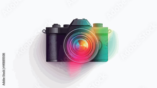 A high-angle close-up of a digital single-lens reflex (DSLR) camera. The camera is primarily dark grey or black.