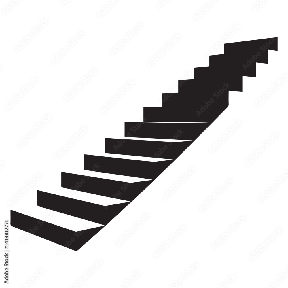 custom made wallpaper toronto digitalAscending Vector Black silhouettes stair, minimalistic illustration, minimalist design of stairs. with white background